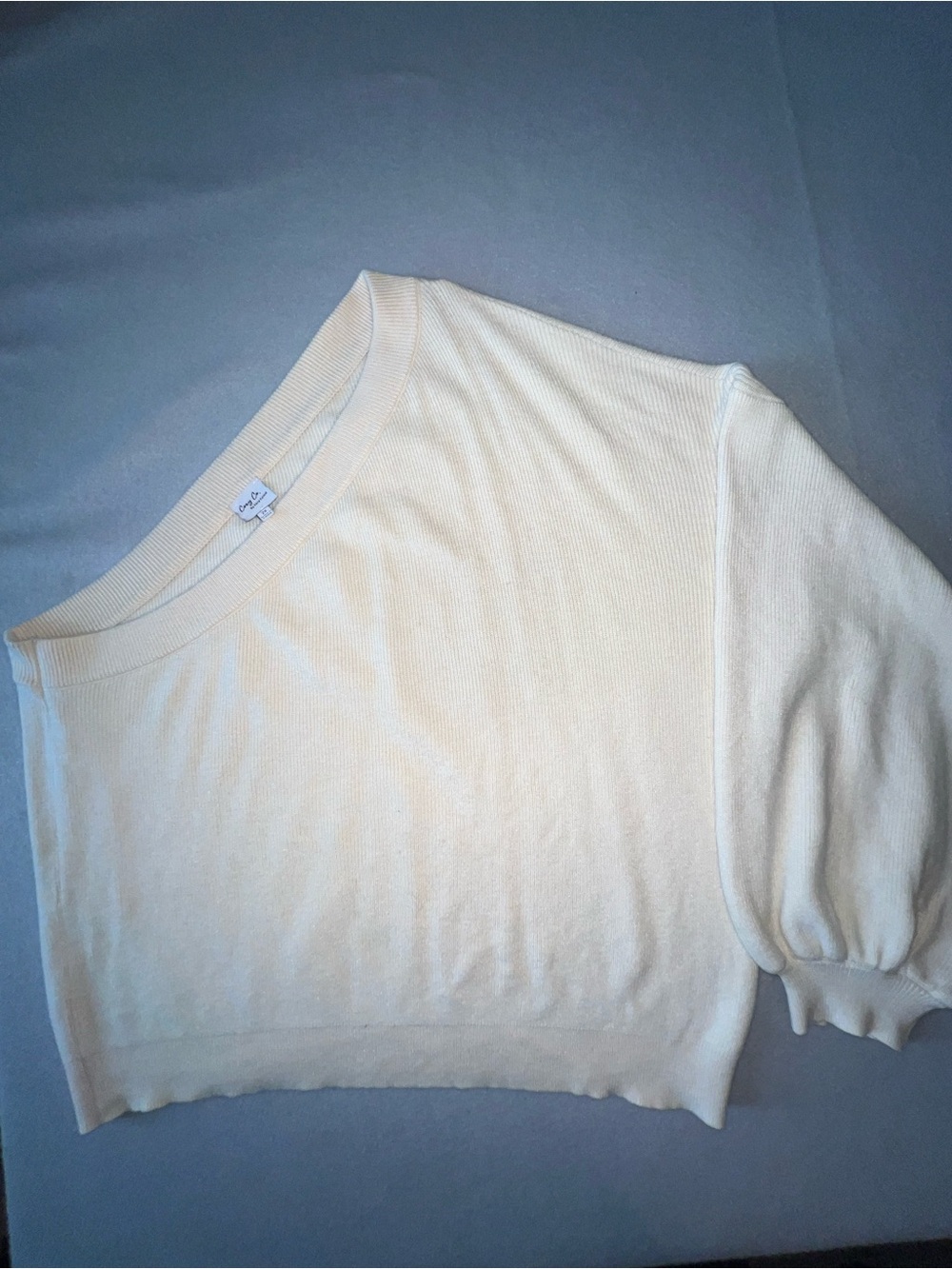 Cozy Co. by Cozy Casual One-Shoulder Cream Sweater - Size 2X